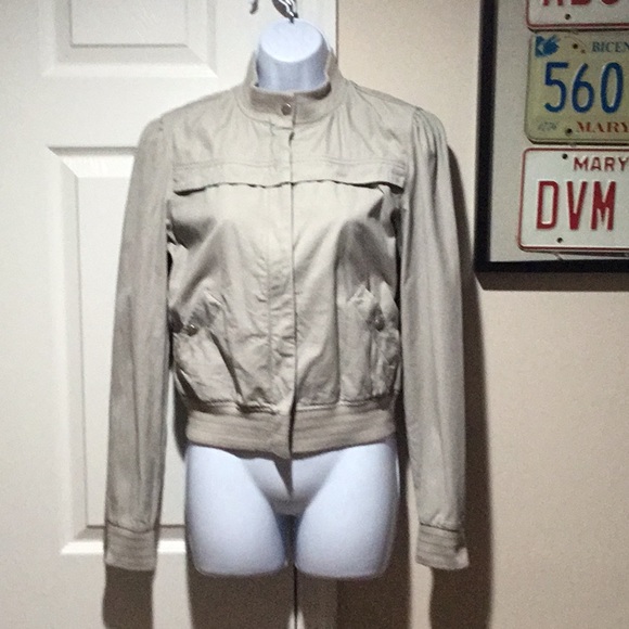 ⏰ Anthropology Tullette Khaki Bomber Jacket - Size S - Picture 2 of 12